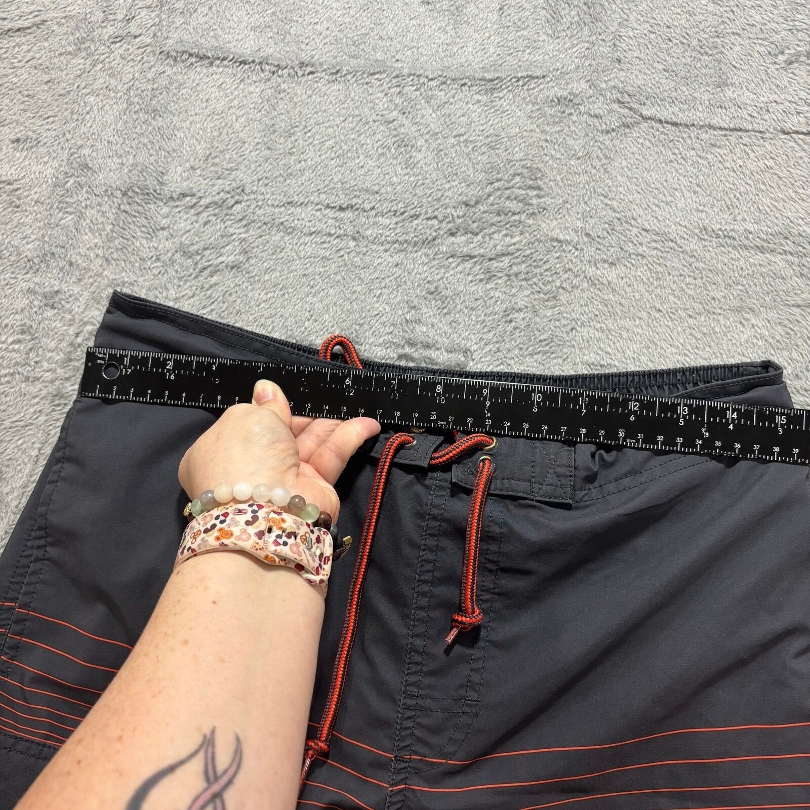 George M Black Orange Blue Ombre Striped Board Shorts Mens Casual Festival