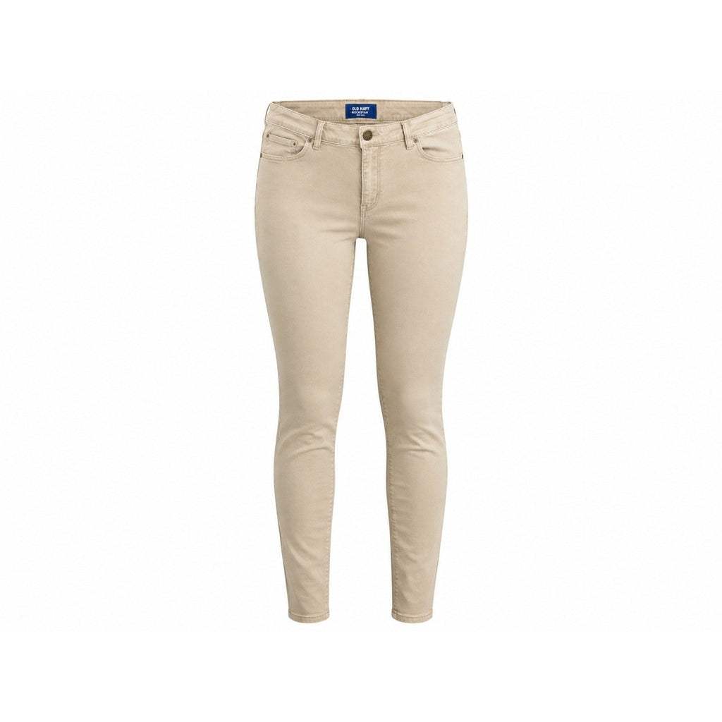 Old Navy Rockstar Mid-Rise Skinny Jeans Tan Khaki Stretch Pants Women 18 Regular