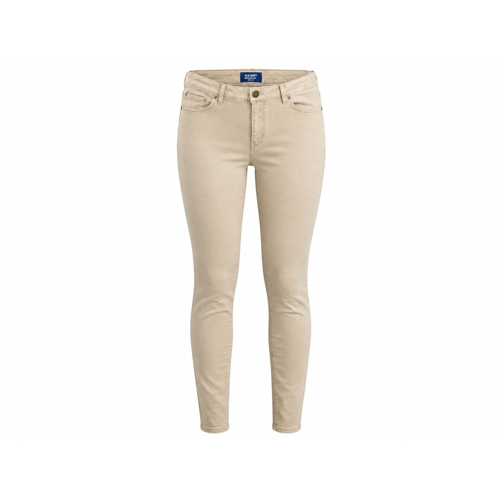Old Navy Rockstar Mid-Rise Skinny Jeans Tan Khaki Stretch Pants Women 18 Regular
