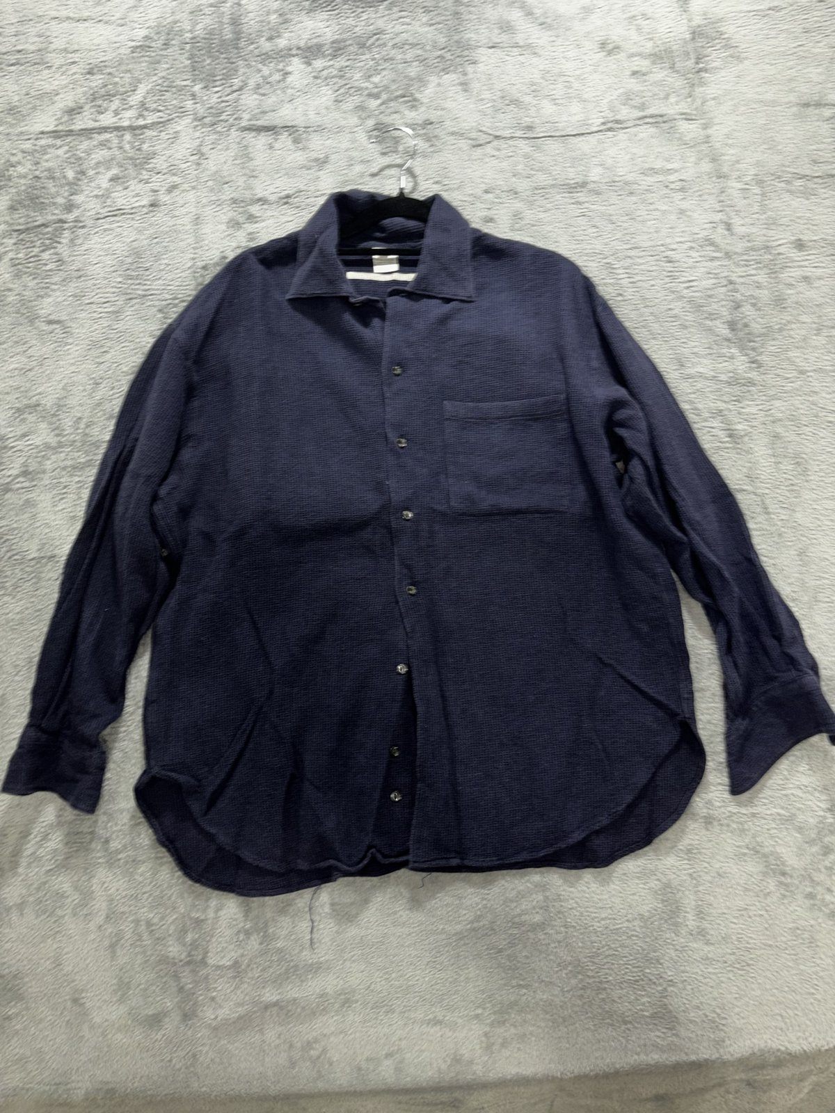 Moreno Martini da Firenze Men's Navy Waffle Shirt L