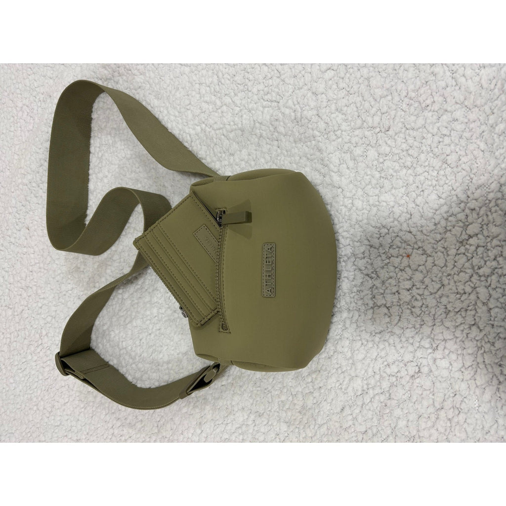 Athleta Olive Green Neoprene Crossbody Belt Bag Sling Fanny Pack Adjustable Hike