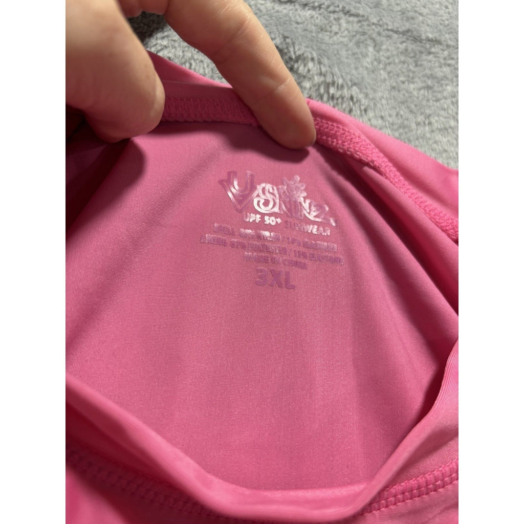 UV Skinz Womens 3XL Pink Rash Guard Swim Shirt Short Sleeve Casual Athleisure
