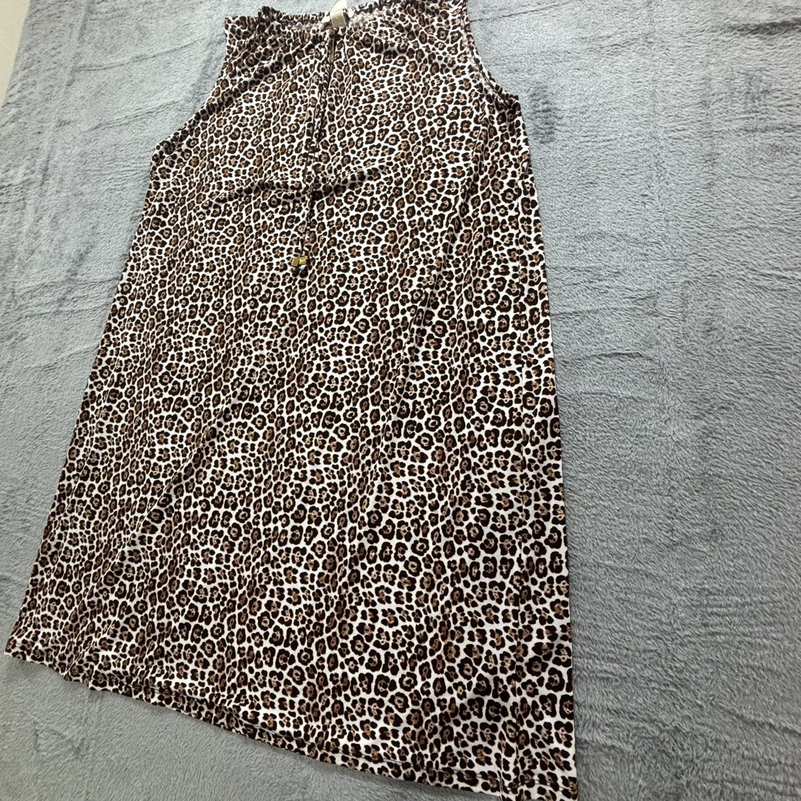 Michael Kors Womens XL Brown Leopard Print Sleeveless Mini Dress Casual Vintage