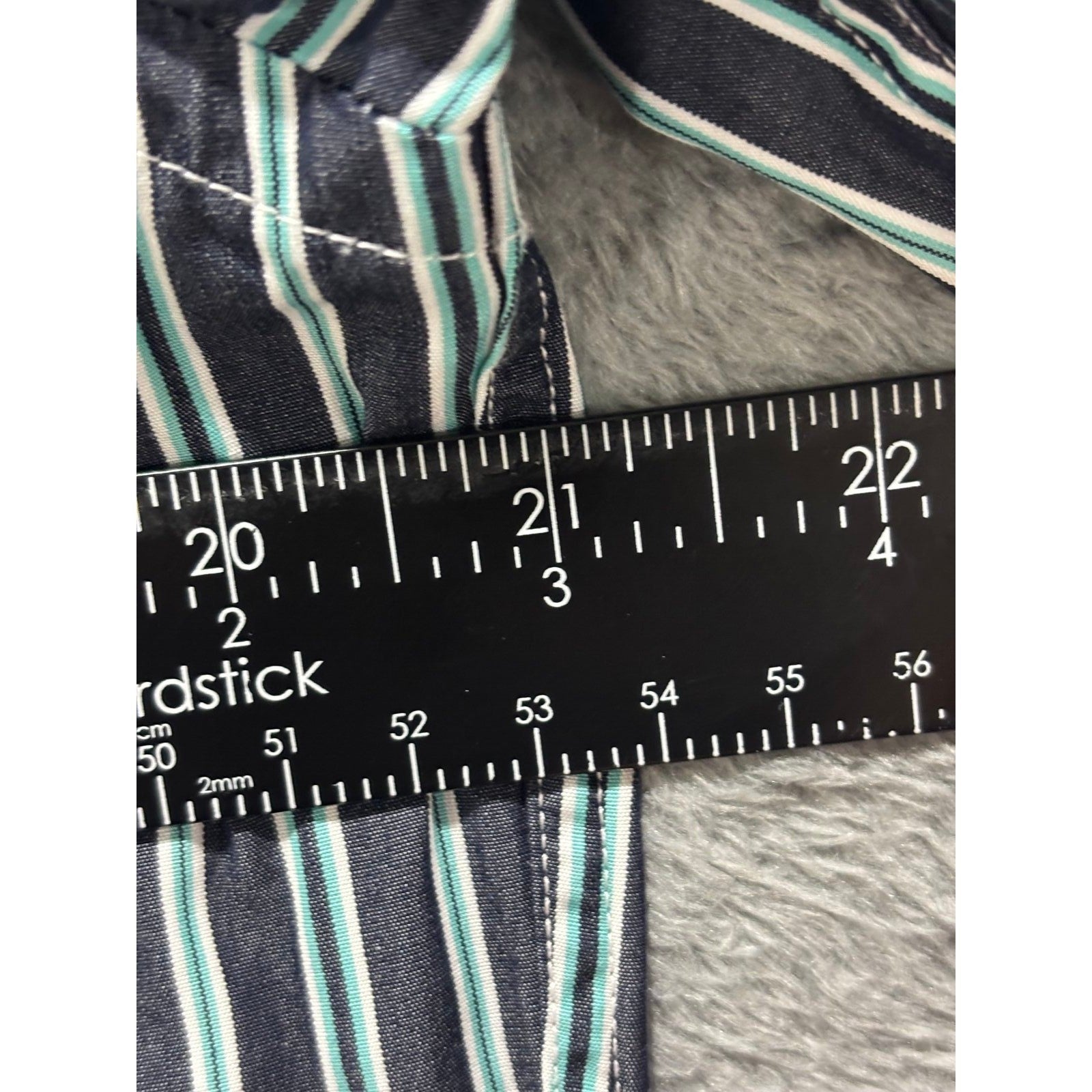 Tommy Hilfiger L Green Blue Striped Button Down Shirt Mens Custom Fit Preppy