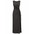 Black Twist Front Lace Up Side Cutout Slit Sleeveless Bodycon Maxi Dress