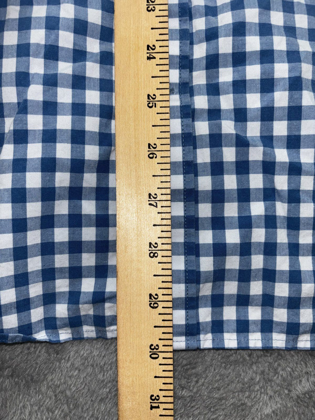 Banana Republic Mens 16-16 1/2 L Blue Gingham Long Sleeve Button Up Dress Shirt