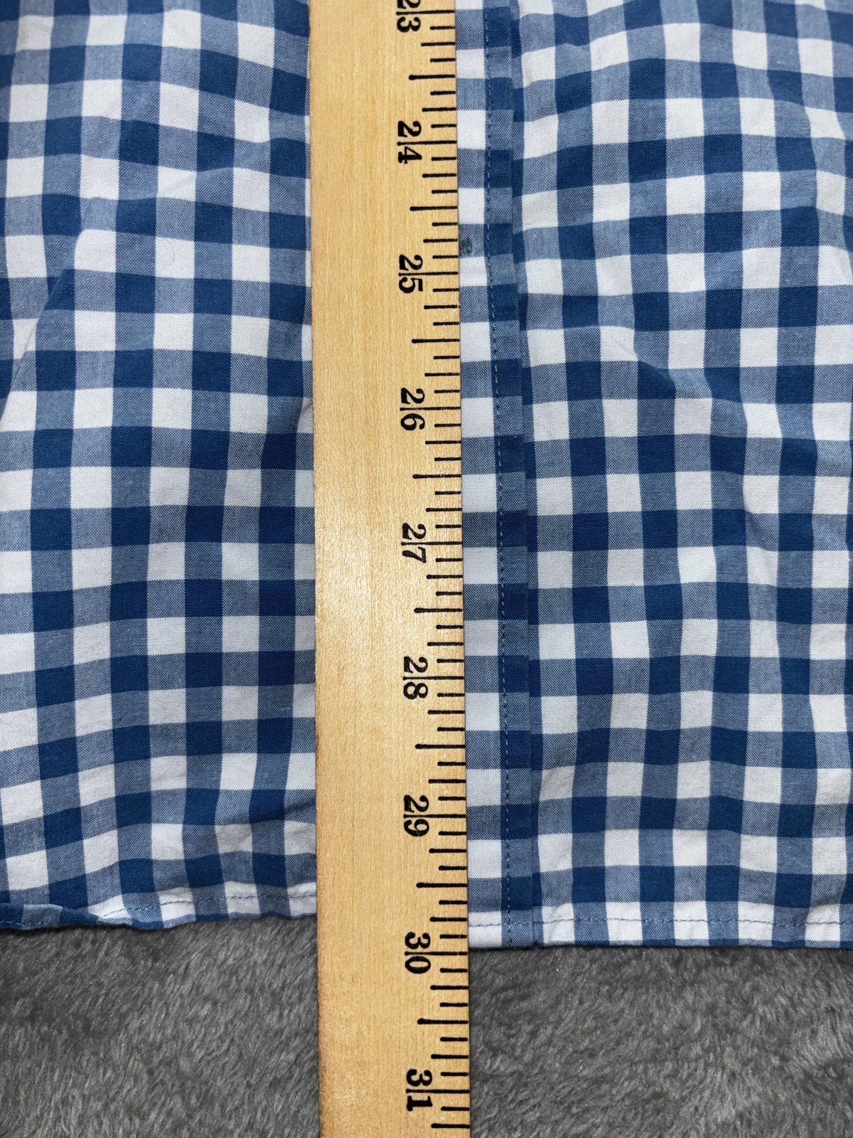 Banana Republic Mens 16-16 1/2 L Blue Gingham Long Sleeve Button Up Dress Shirt