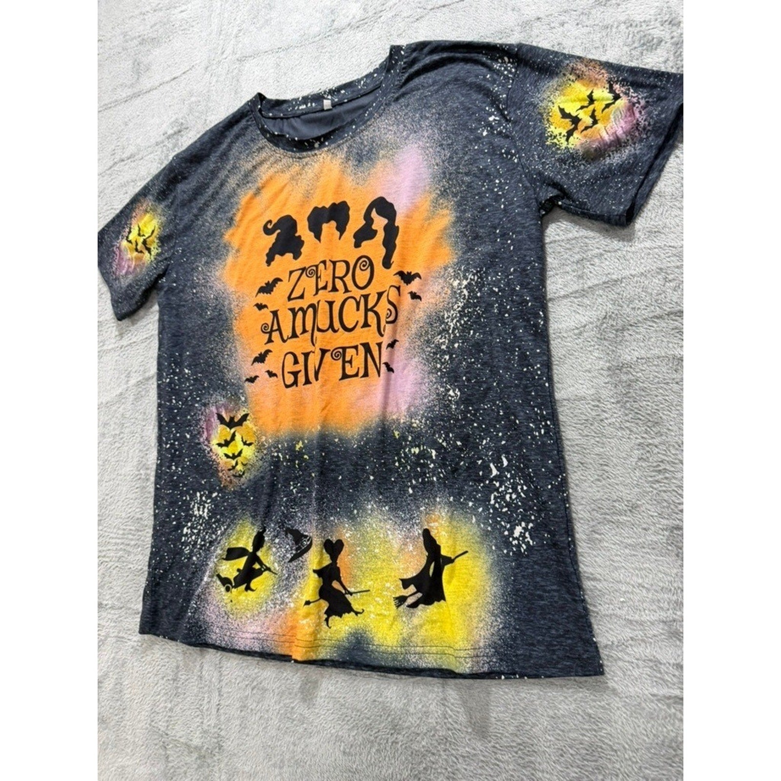 Zero Amucks Given Hocus Pocus Halloween Graphic Tee Charcoal Gray XL Spooky Goth