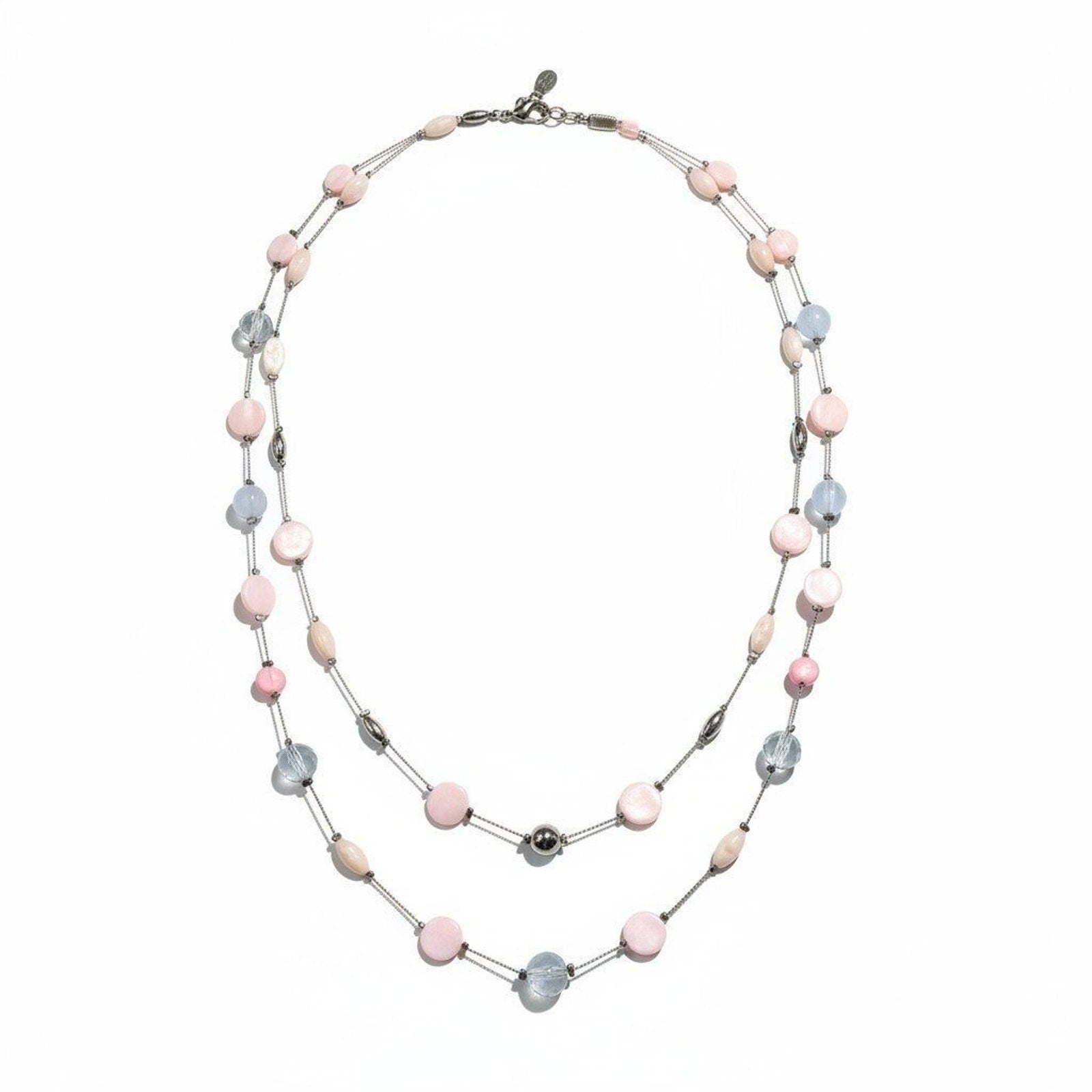 Coldwater Creek Womens OS Pink Layered Shell Bead Necklace Boho Vintage Style