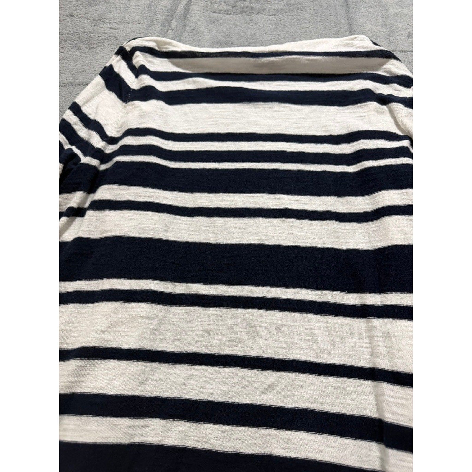 Loft Outlet Striped Cardigan Women L Navy White Open Front Coastal Preppy Career
