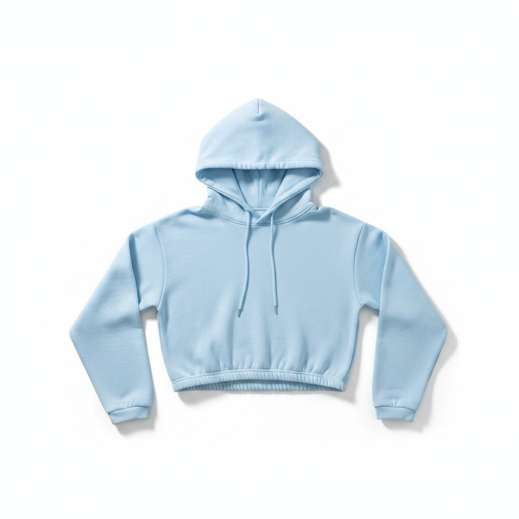 Relaxx L Light Blue Womens Cropped Hoodie Sweatshirt Casual Athleisure Cozy