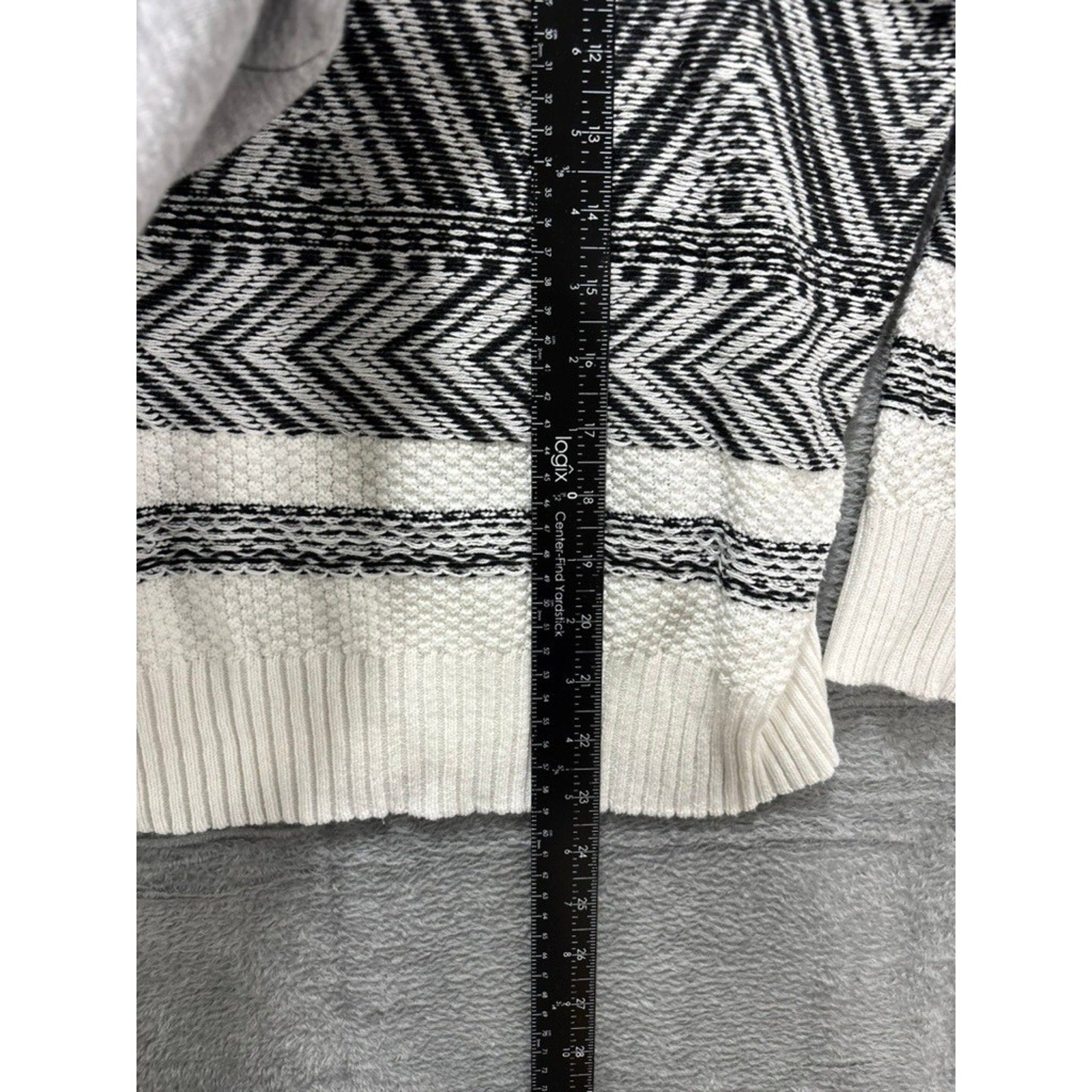 Charter Club Sweater Womens XL Black White Geometric Mock Neck Cozy Knit