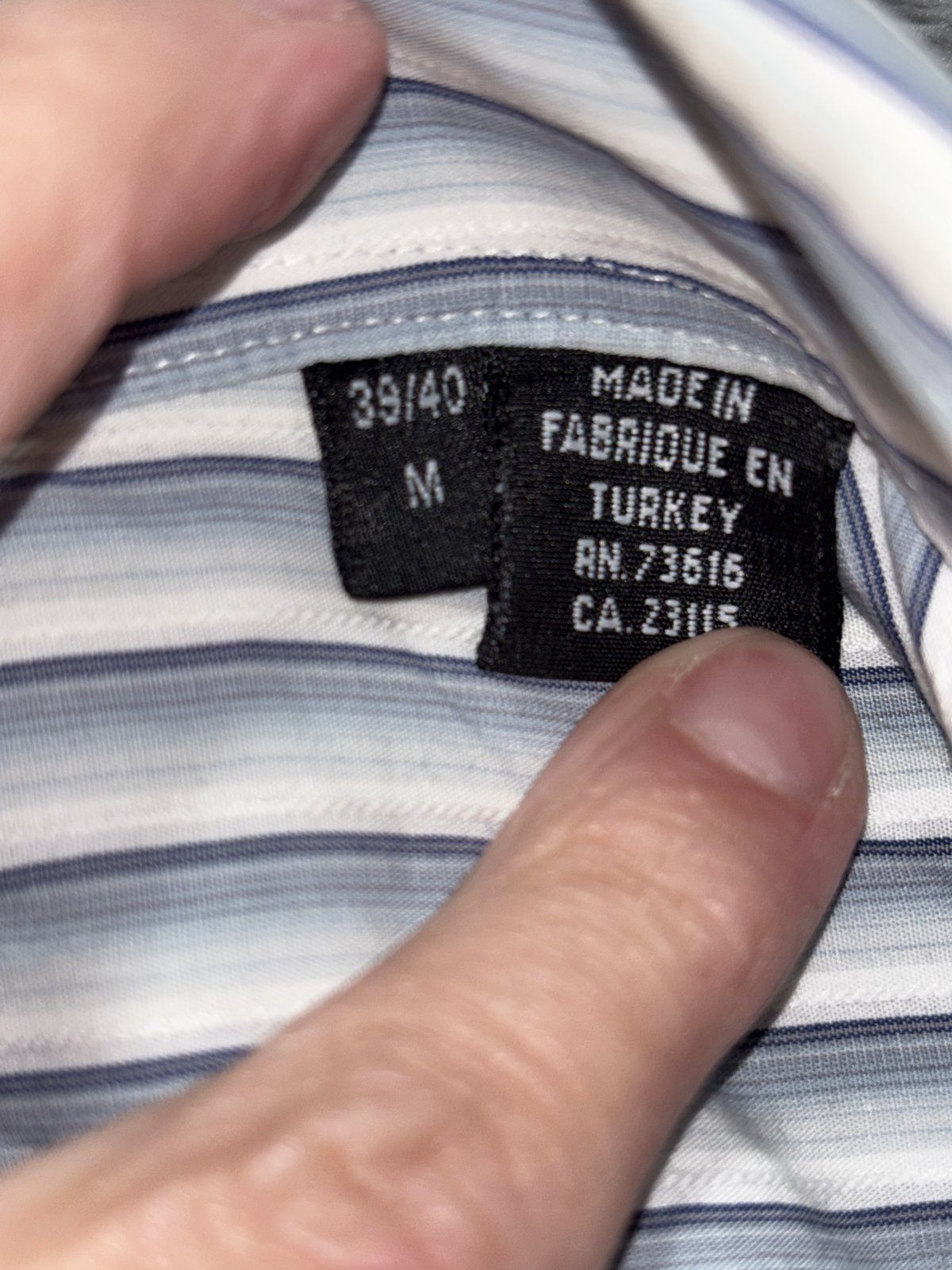 Hugo Boss Men's Blue Gray Stripe Dress Shirt 39/40 M, photo 7 of 10