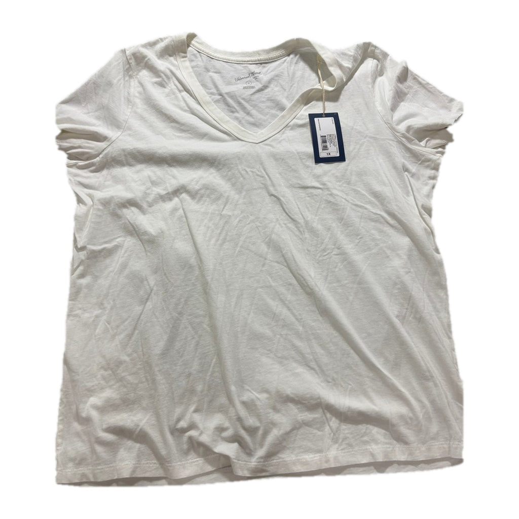 Universal Thread 1X White Womens V-Neck T-Shirt Casual Minimalist Cotton Tee