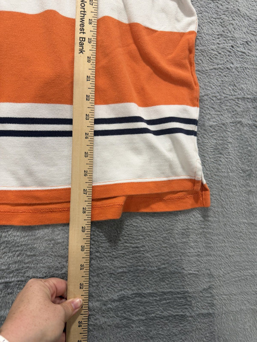 IZOD Mens XXL Orange White Striped Short Sleeve Polo Shirt Preppy