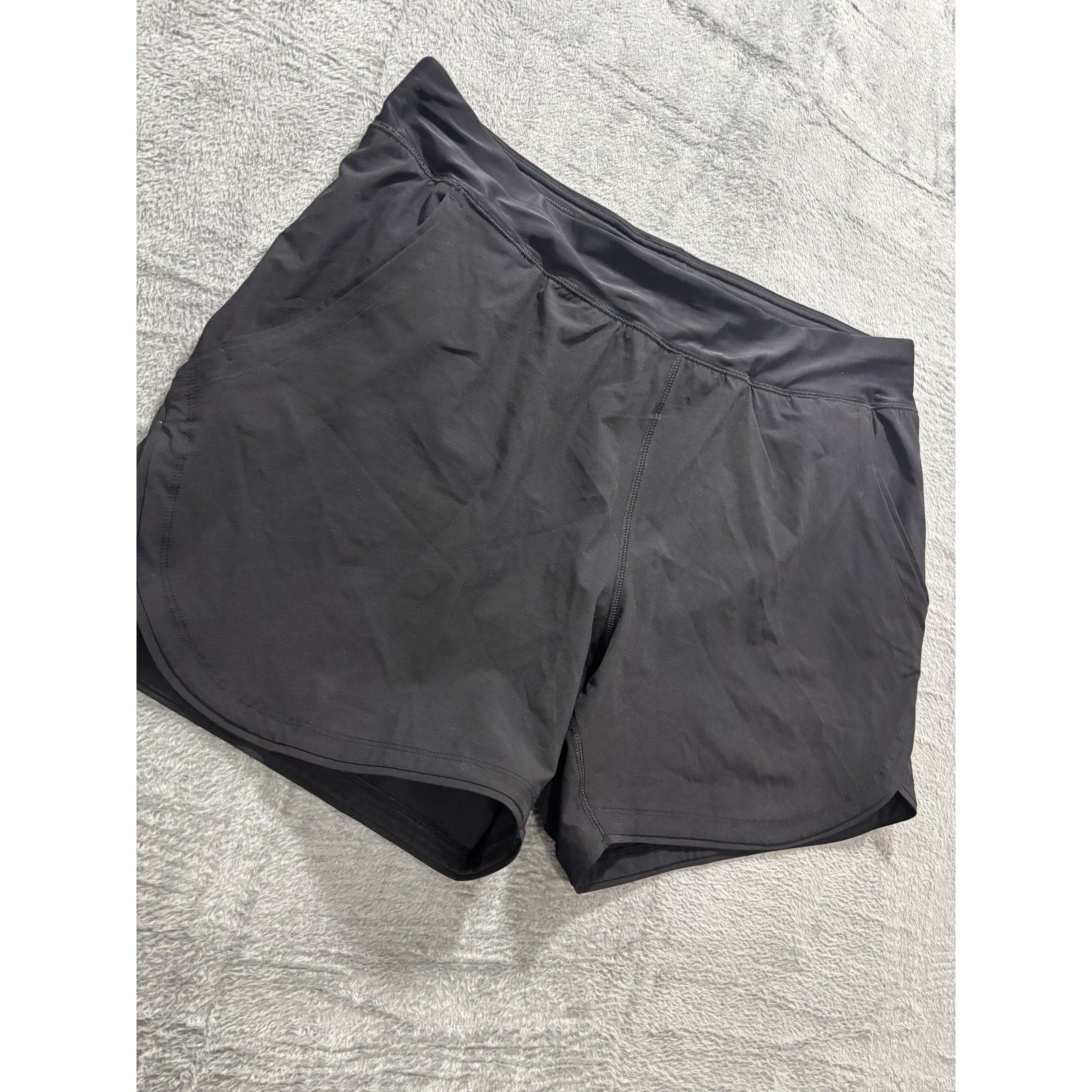 Lands End 16 Black Womens Athletic Shorts Casual Workout Running Gym Athleisure