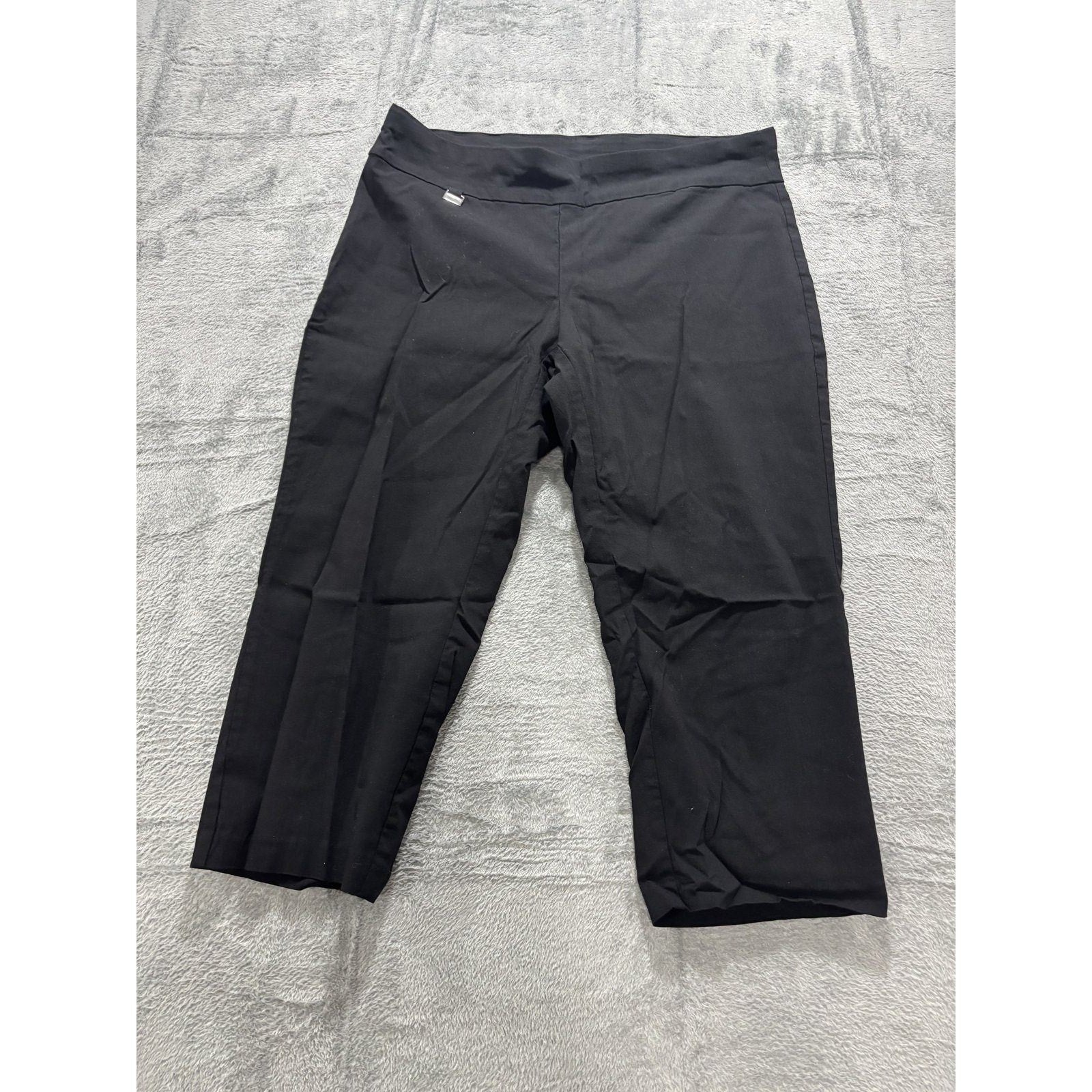Alfani 16W Black Womens Tummy Control Pull On Crop Pants Stretch Career Casual