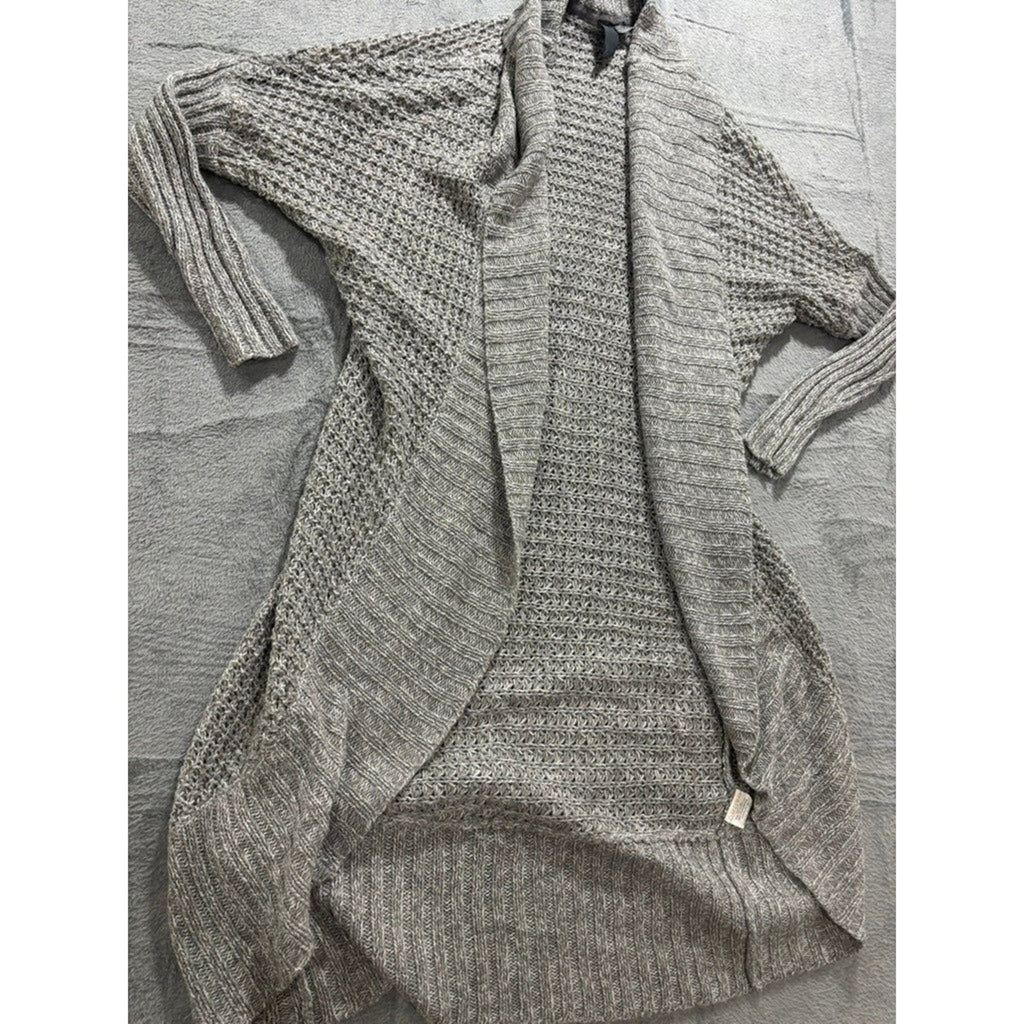 Quinn Open Front Cardigan Womens Medium Gray Chunky Knit Long Sleeve Cozy