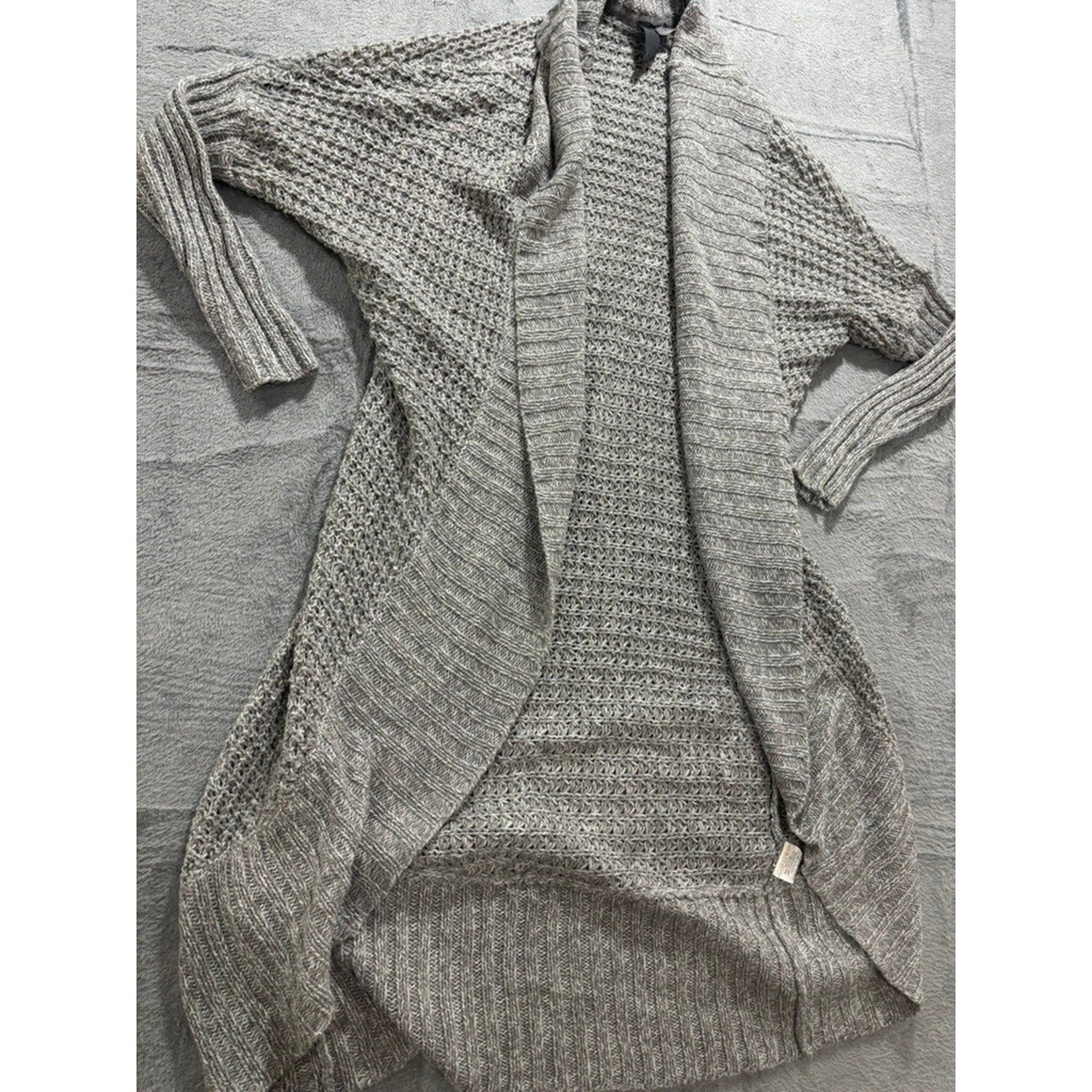 Quinn Open Front Cardigan Womens Medium Gray Chunky Knit Long Sleeve Cozy
