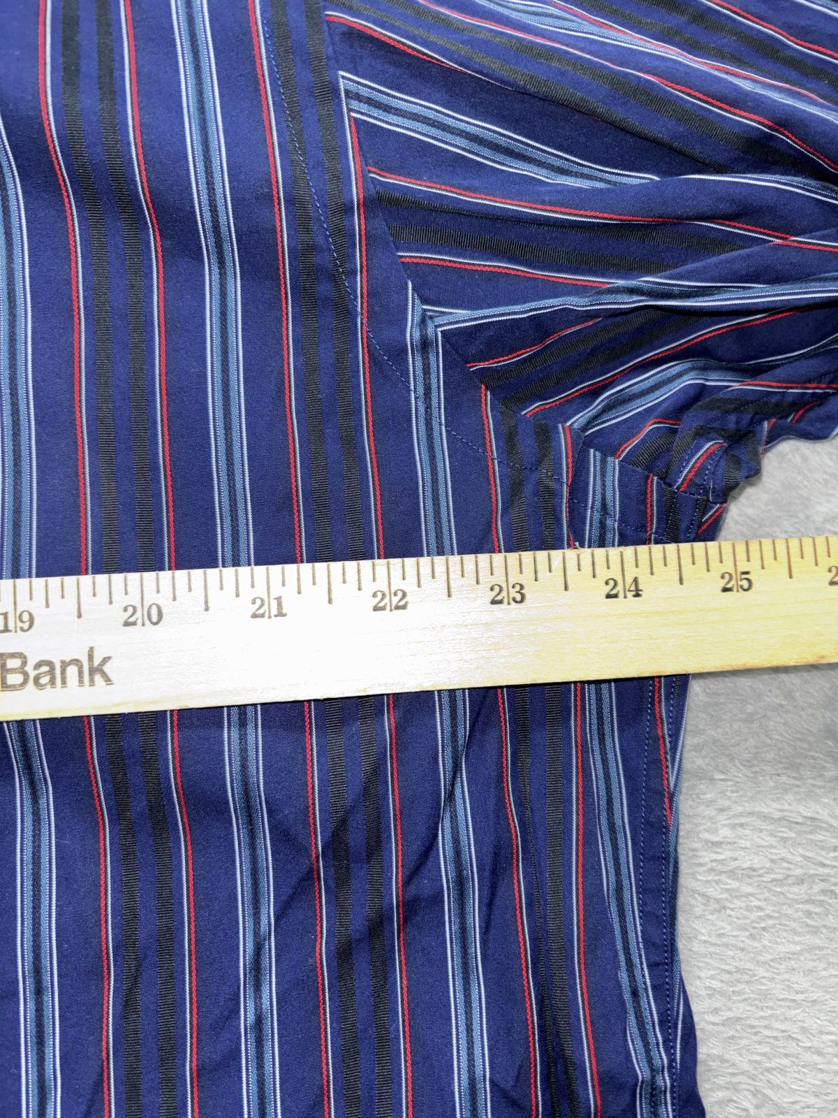 Johnston & Murphy Men's Navy Stripe Shirt Size XL, photo 8 of 9