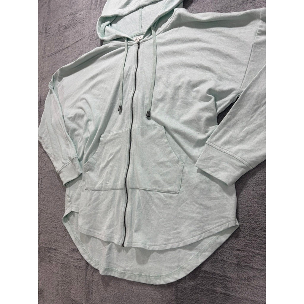 Maurices Women XXL Mint Green Full Zip Hoodie Relax Fit High Low Hem Sweatshirt