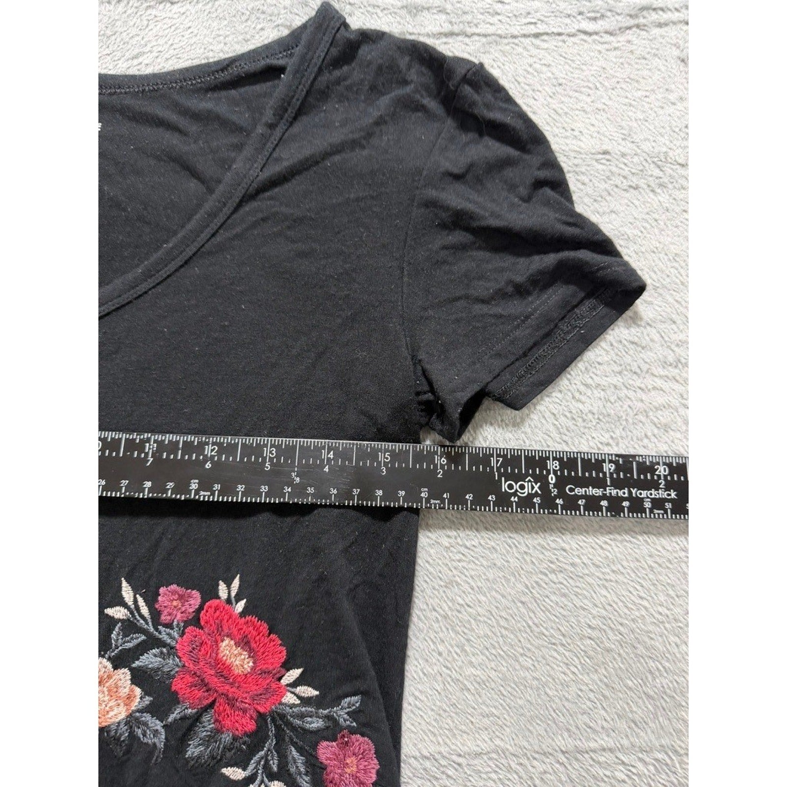 American Eagle Soft & Sexy Black Floral Embroidered Babydoll Peplum Top XS