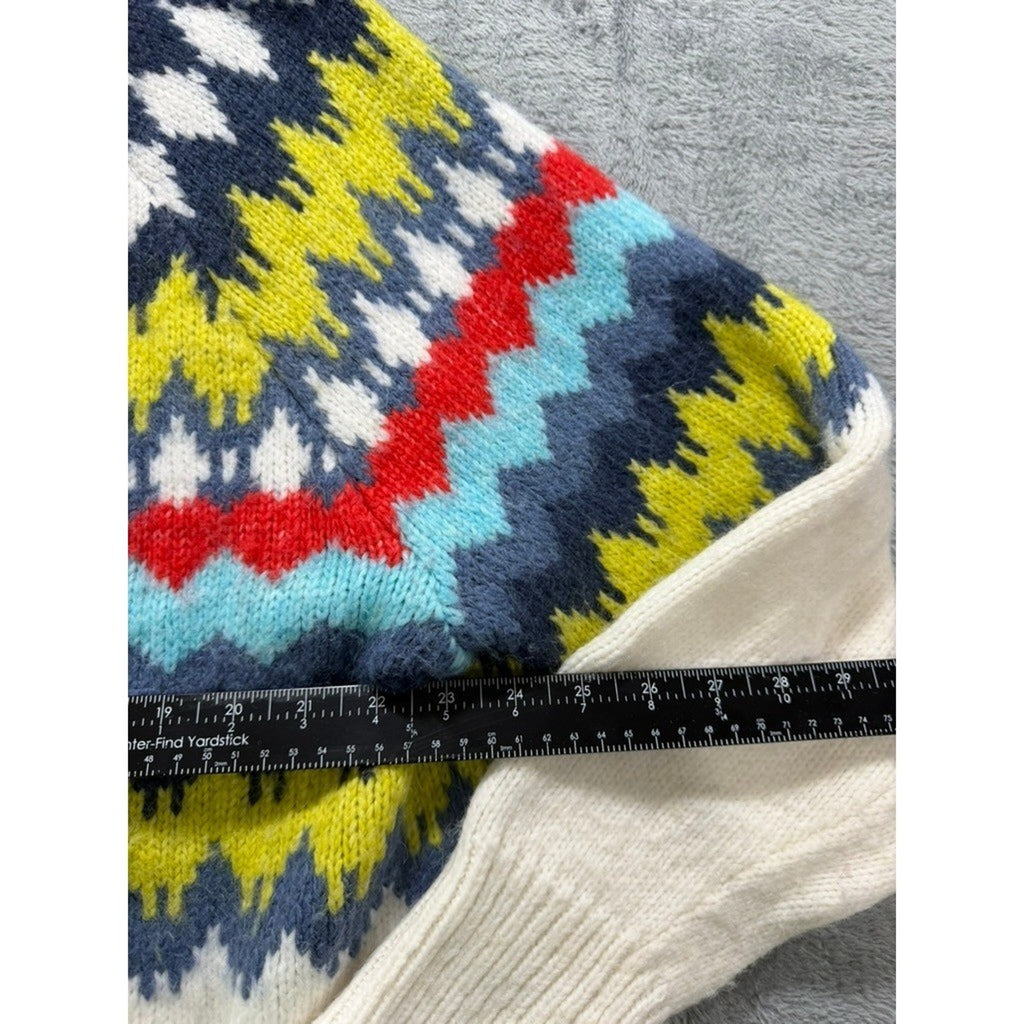Aerie Fair Isle Sweater Womens L Oversized Nordic Quarter Zip Chunky Cozy