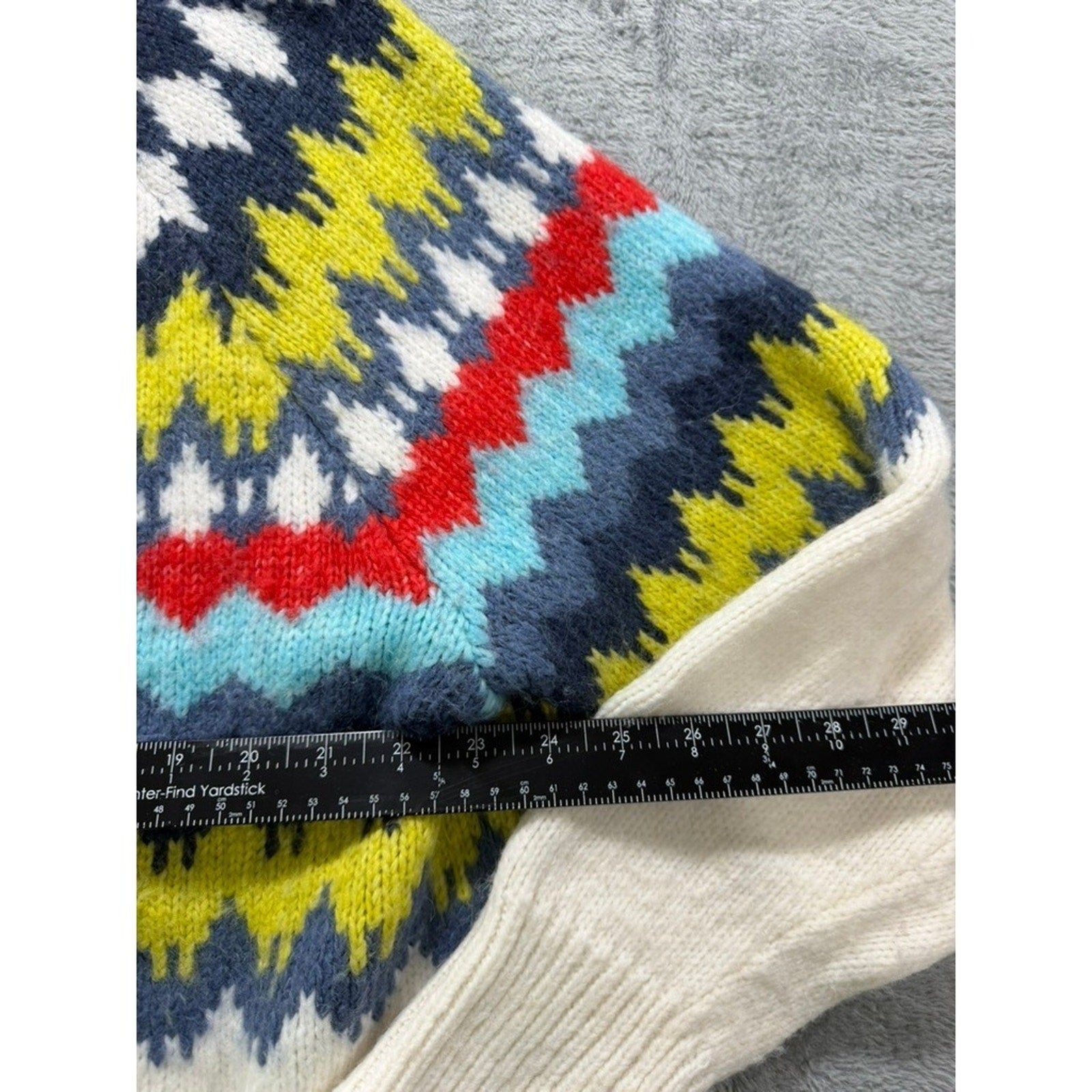 Aerie Fair Isle Sweater Womens L Oversized Nordic Quarter Zip Chunky Cozy