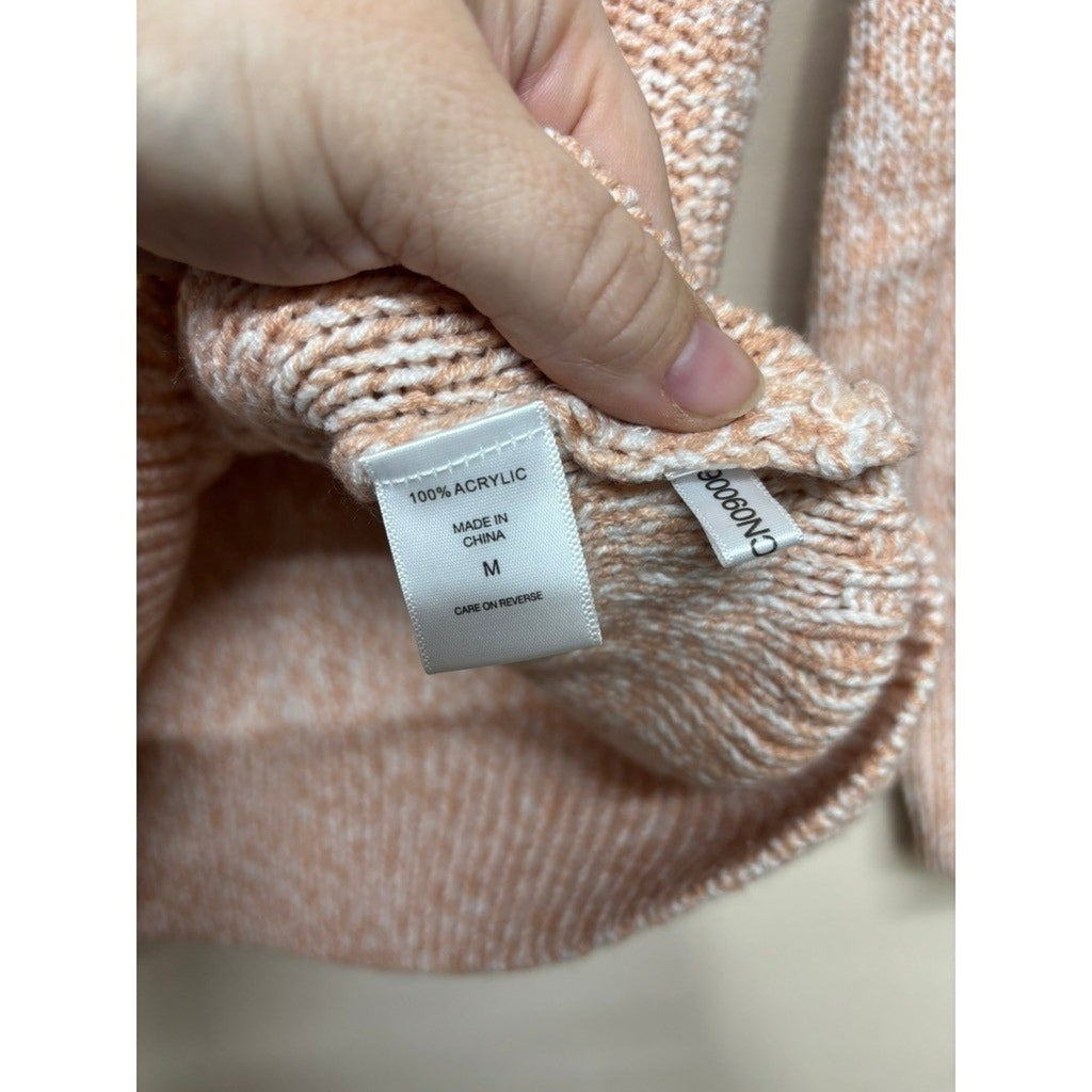 Soho Jeans Cable Knit Pearl Sweater Medium Blush Pink Chunky Cozy Preppy Chic
