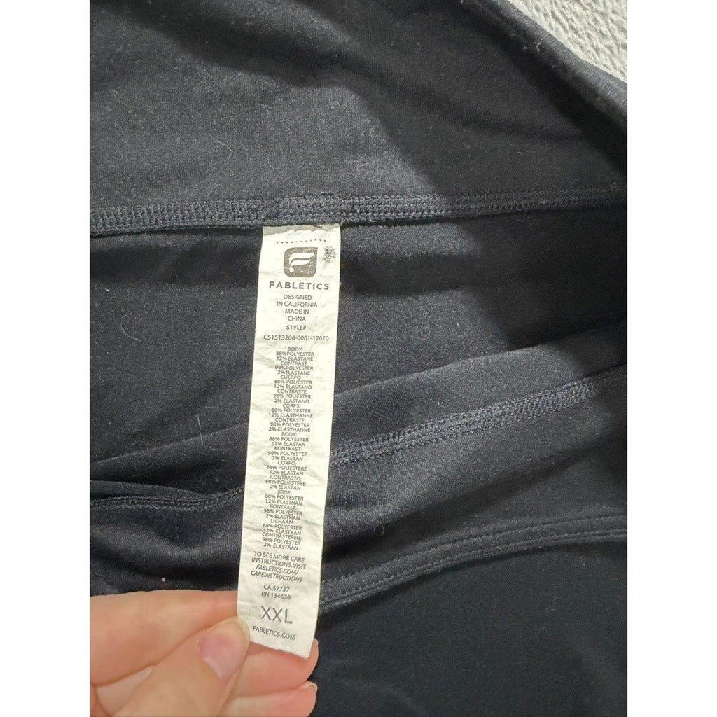 Fabletics XXL Black Moto Ribbed Capri Leggings High Waist Compression Gym