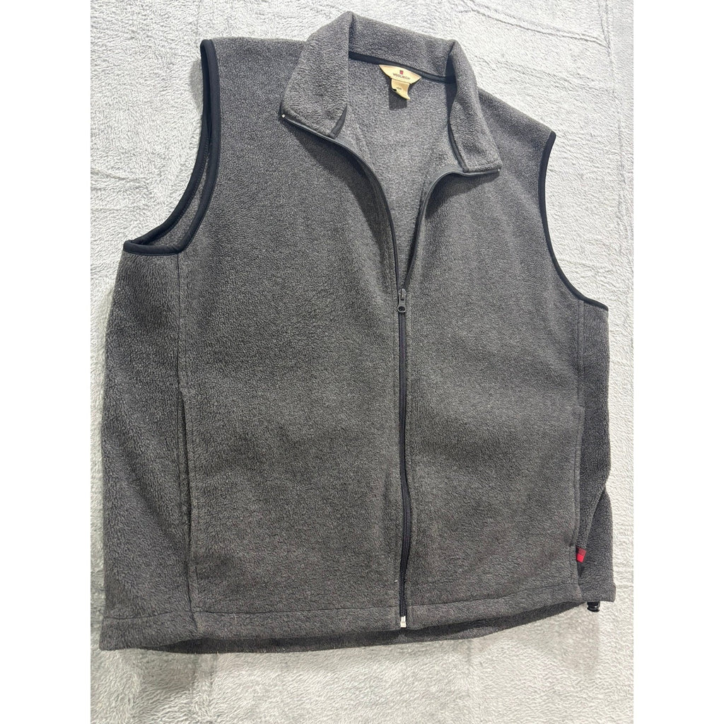 Woolrich Fleece Vest Women M Gray Full Zip Outdoor Lightweight Classic Core