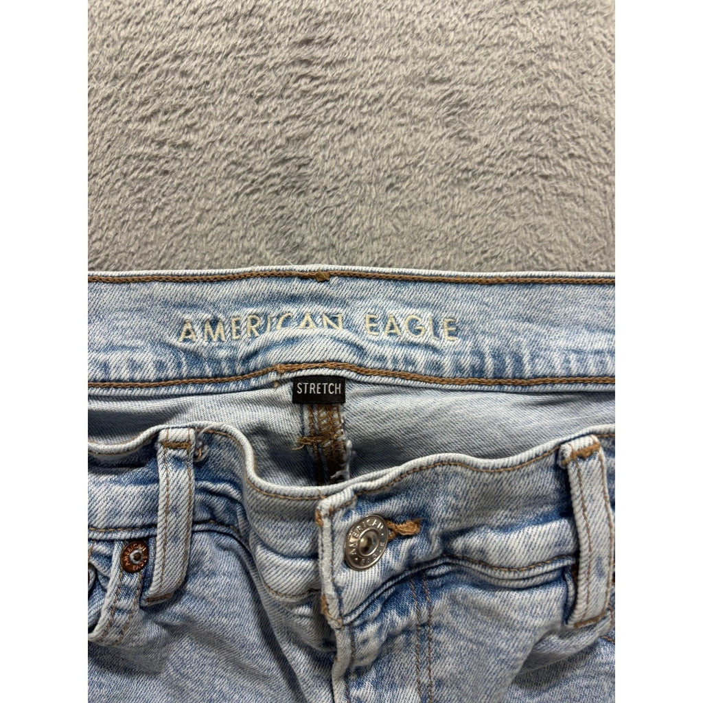 American Eagle 10 Womens Light Wash Distressed Jeans Denim Casual Boho Vintage