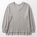 Aerie L Gray V-Neck Waffle Knit Sweatshirt Womens Casual Cozy Pullover