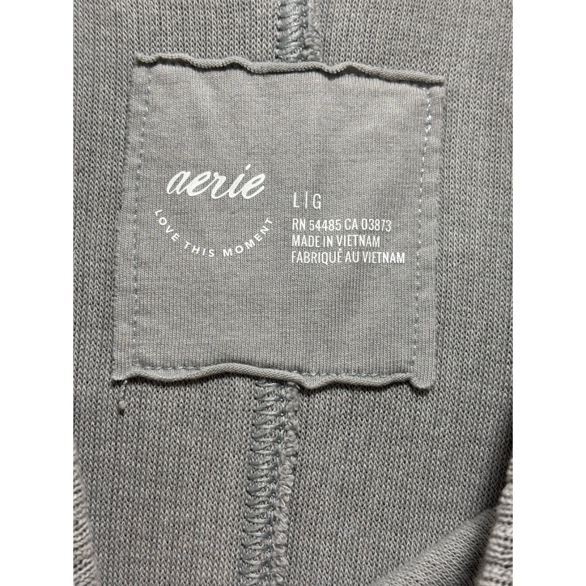 Aerie L Gray V-Neck Waffle Knit Sweatshirt Womens Casual Cozy Pullover