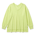 Aerie L Womens Neon Lime Green V-Neck Waffle Knit Pullover Athleisure Cozy