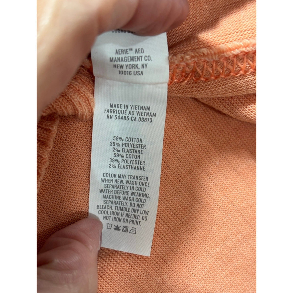 Aerie L Peach V-Neck Waffle Knit Oversized Pullover Womens Casual Cozy Sweater