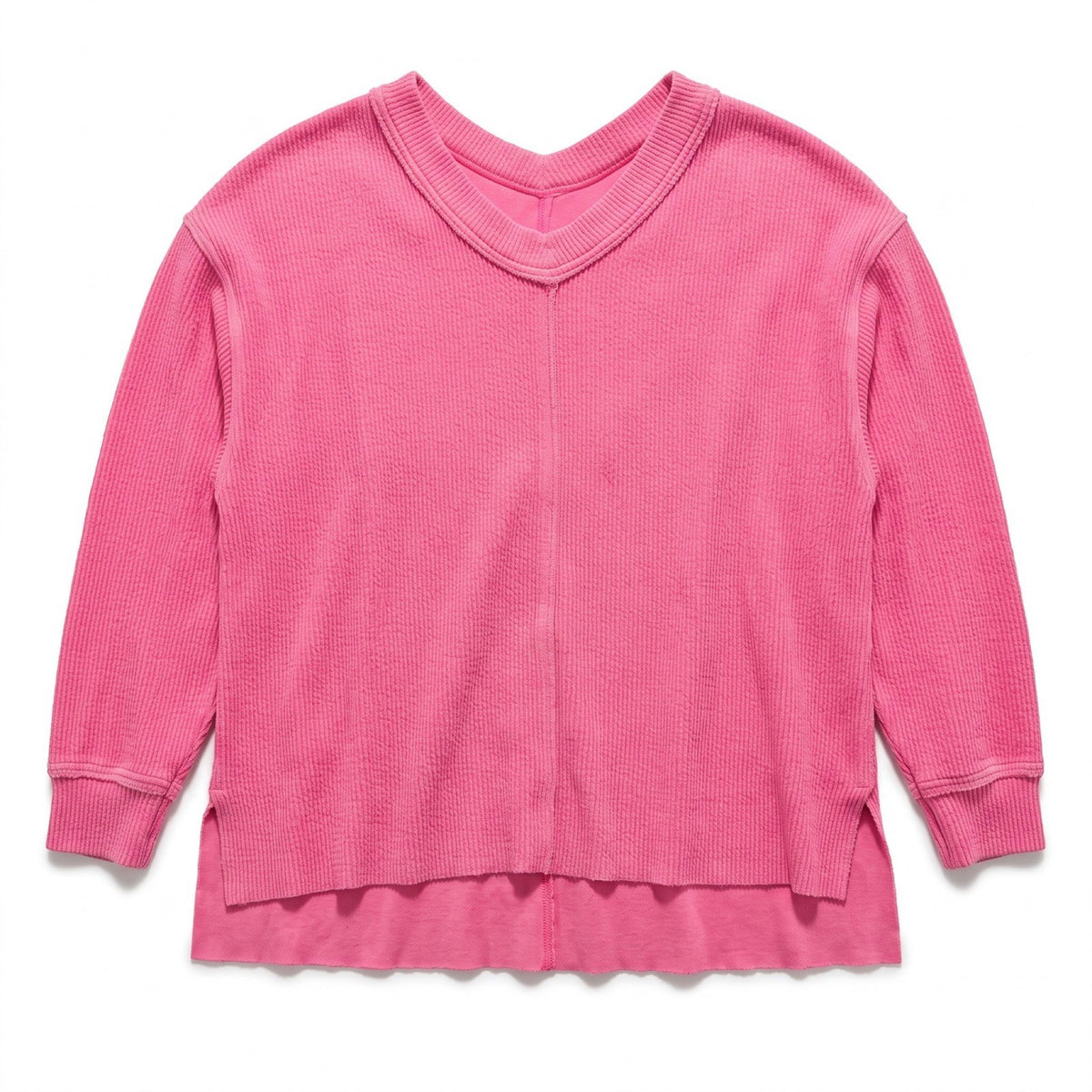 Aerie L Pink Waffle Knit Pullover Sweatshirt Womens Athleisure Casual Cozy