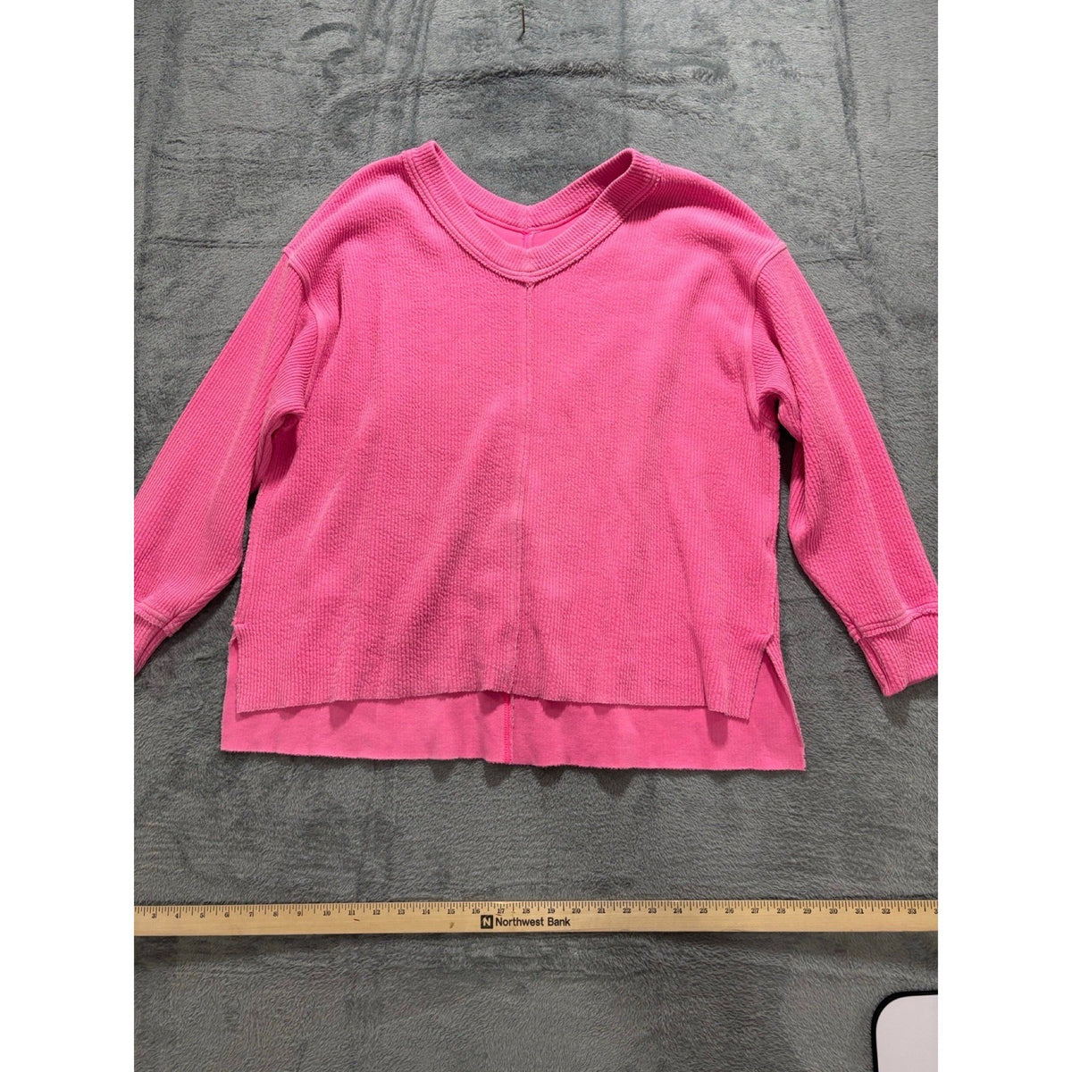 Aerie L Pink Waffle Knit Pullover Sweatshirt Womens Athleisure Casual Cozy