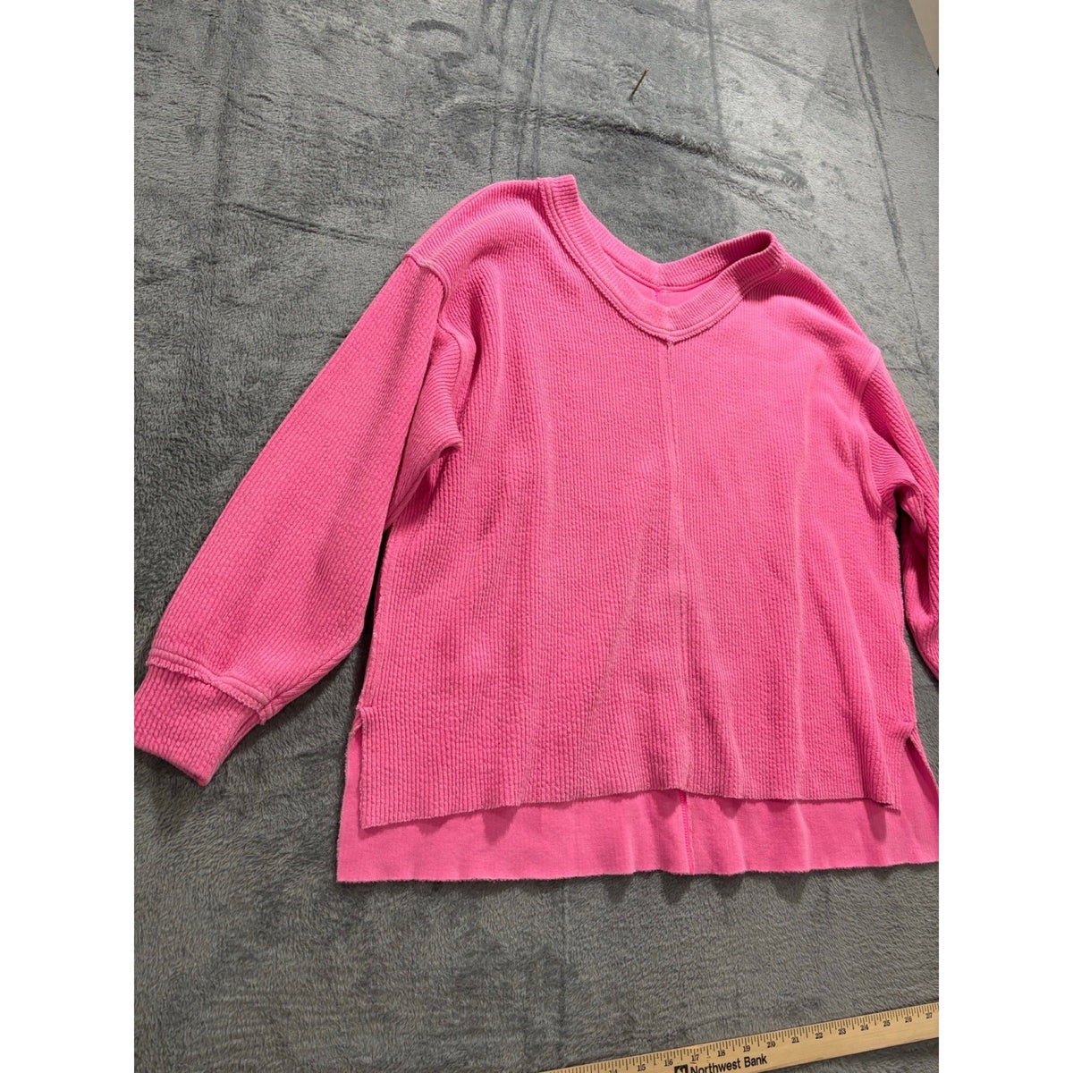 Aerie L Pink Waffle Knit Pullover Sweatshirt Womens Athleisure Casual Cozy