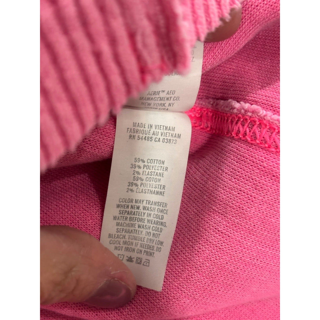 Aerie L Pink Waffle Knit Pullover Sweatshirt Womens Athleisure Casual Cozy