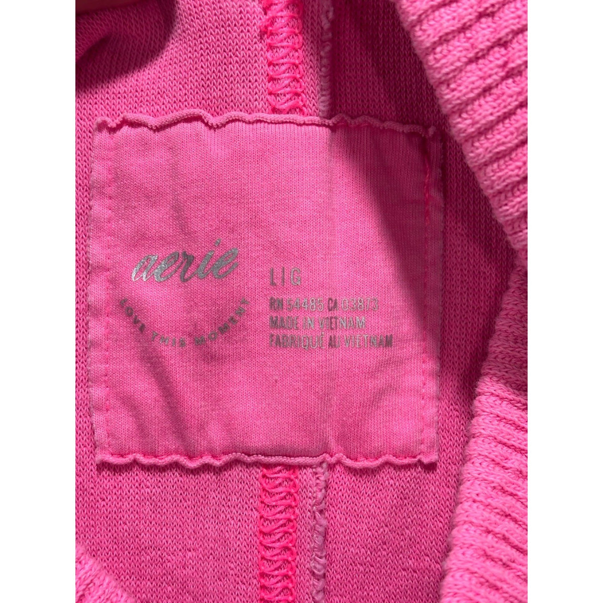 Aerie L Pink Waffle Knit Pullover Sweatshirt Womens Athleisure Casual Cozy