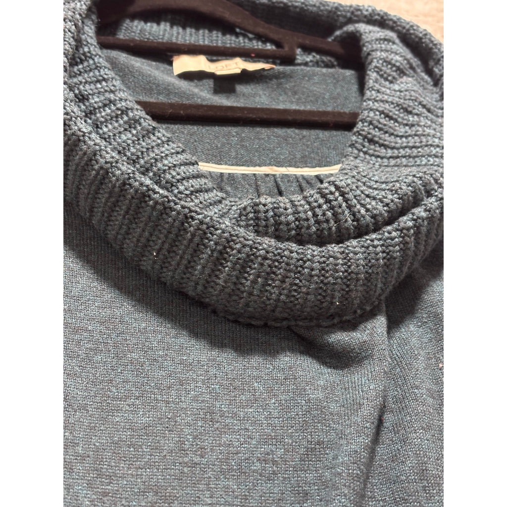 LOFT XL Dark Teal Cowl Neck Short Sleeve Sweater Womens Casual Cozy Boho