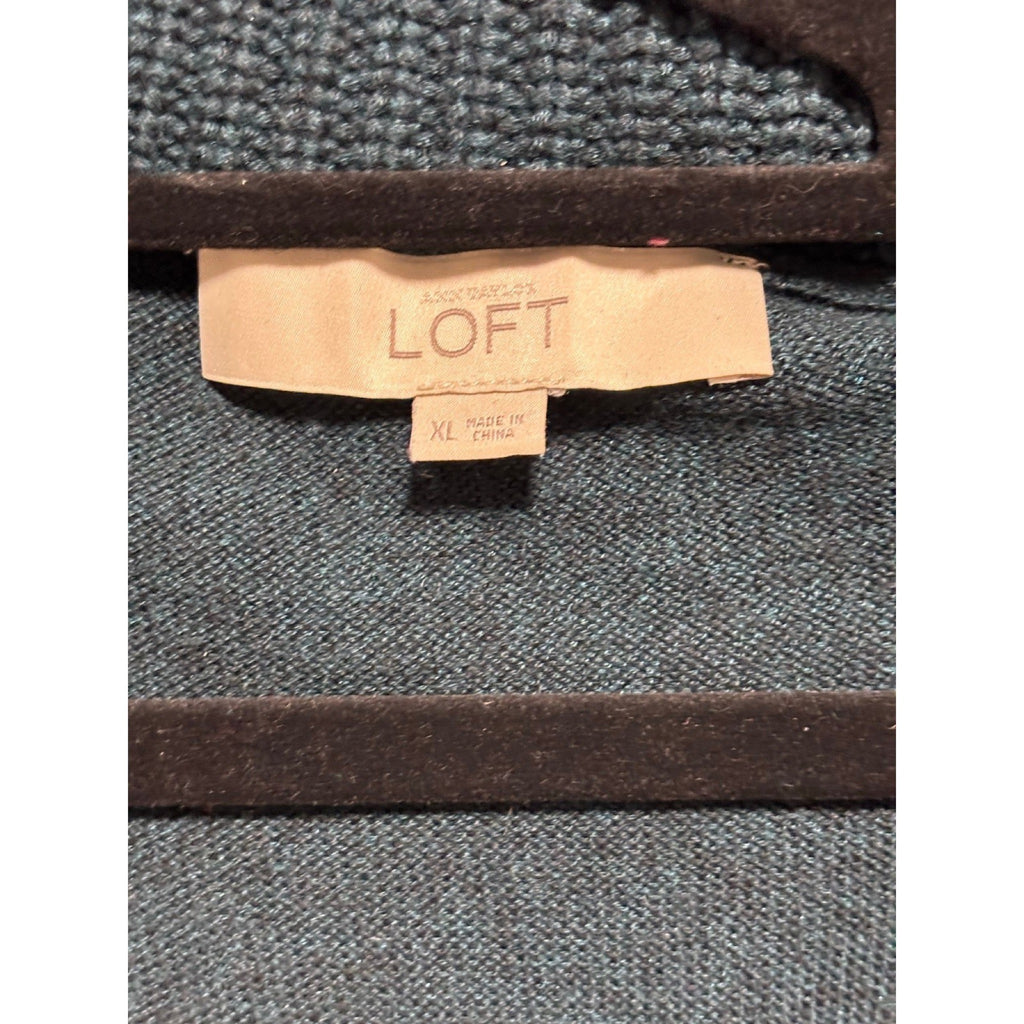 LOFT XL Dark Teal Cowl Neck Short Sleeve Sweater Womens Casual Cozy Boho