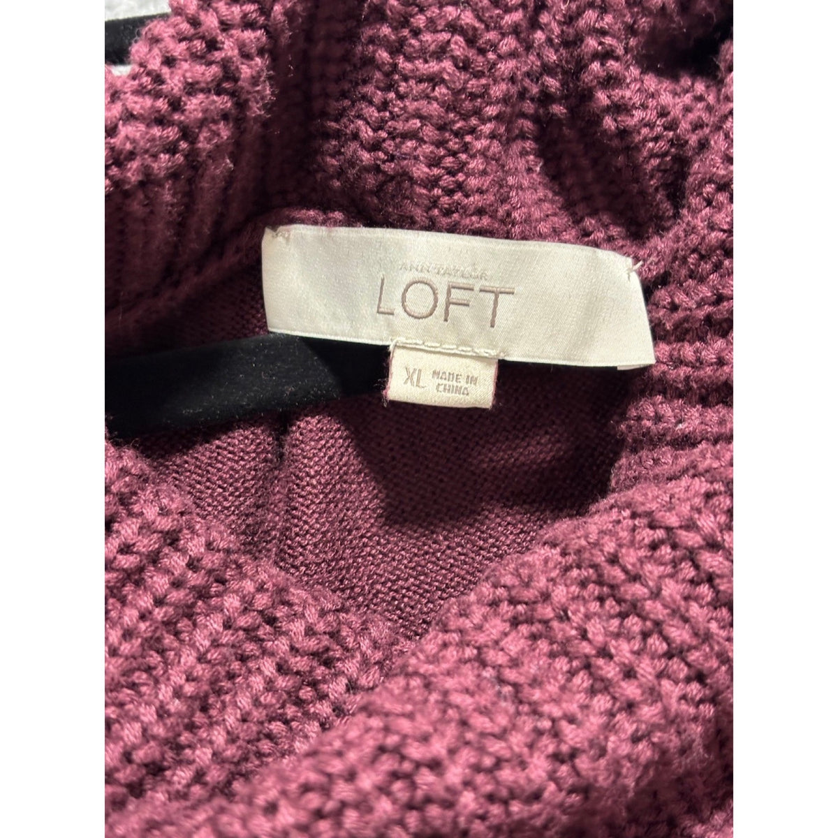 LOFT XL Burgundy Cowl Neck Poncho Sweater Womens Boho Cozy Short Sleeve