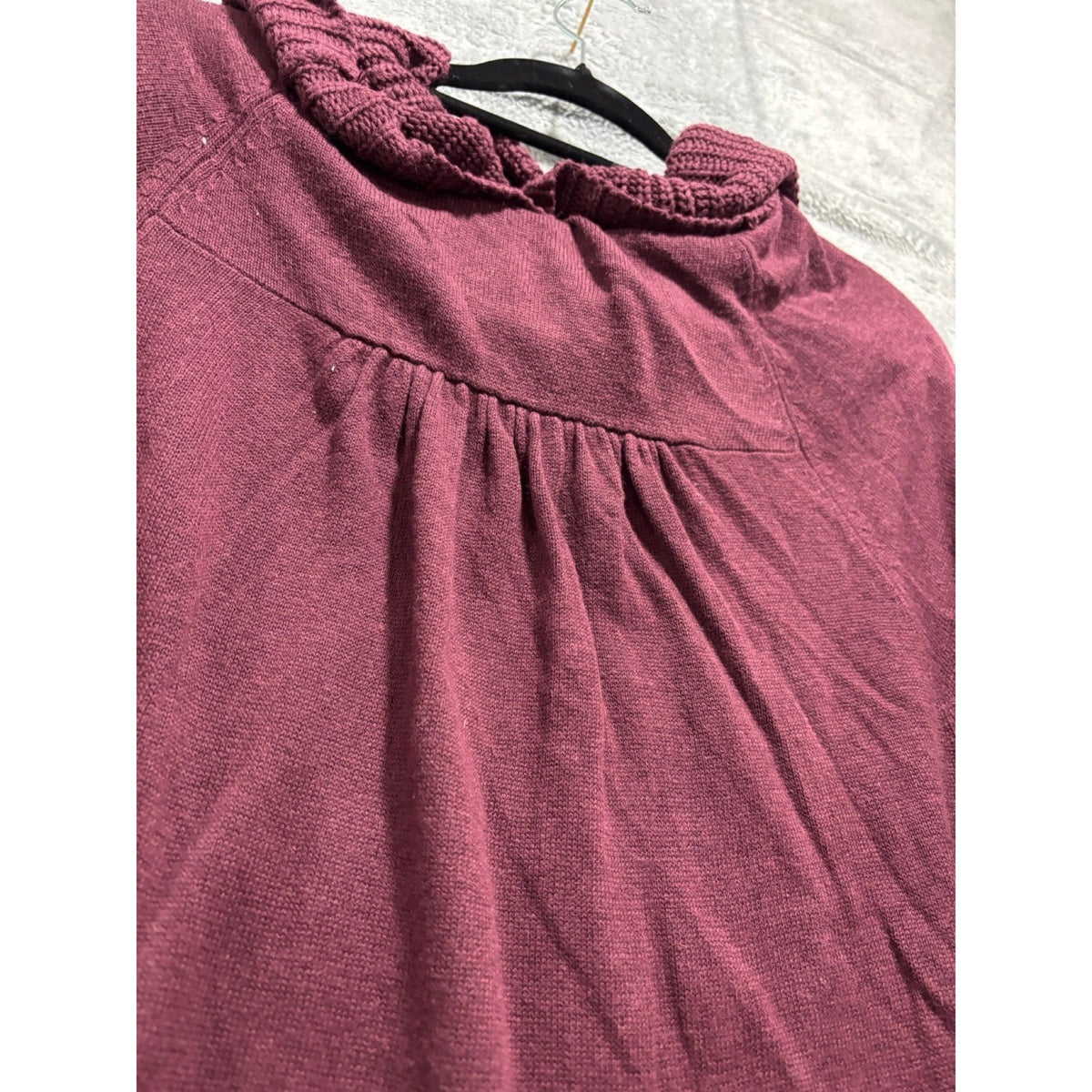 LOFT XL Burgundy Cowl Neck Poncho Sweater Womens Boho Cozy Short Sleeve