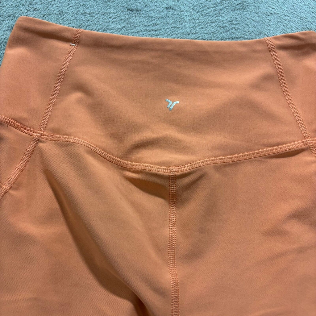 Old Navy Womens S Orange Powersoft High Rise Bike Shorts Athleisure Casual
