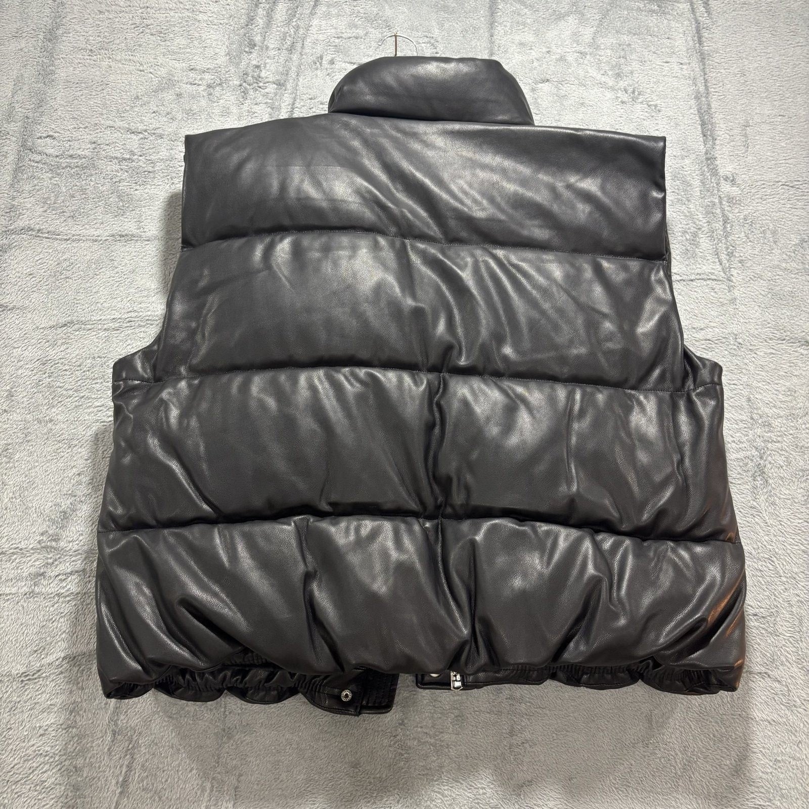 Abercrombie & Fitch XL Black Womens Vegan Leather Puffer Vest Moto Street Chic