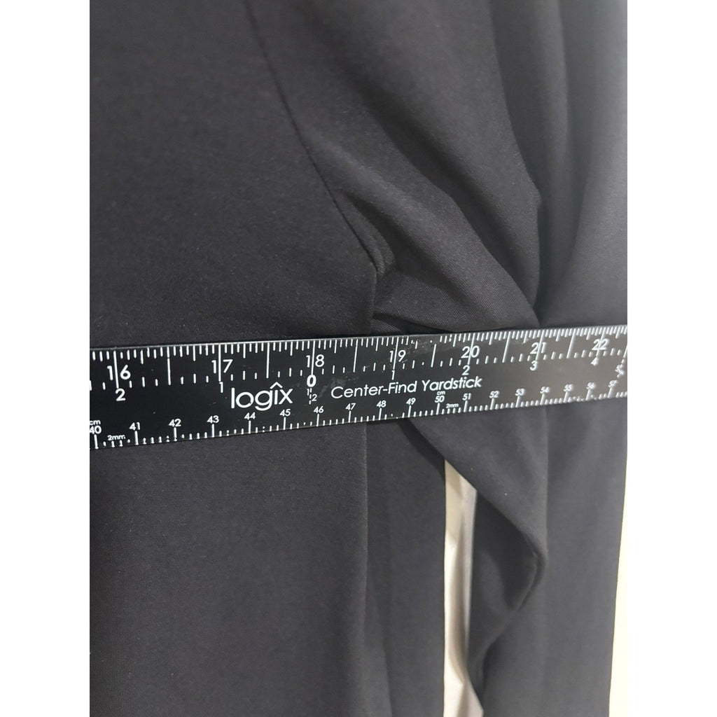 Anne Klein Black Blouse Gold Zip Shoulder Minimalist Chic Top Med Quiet Luxury