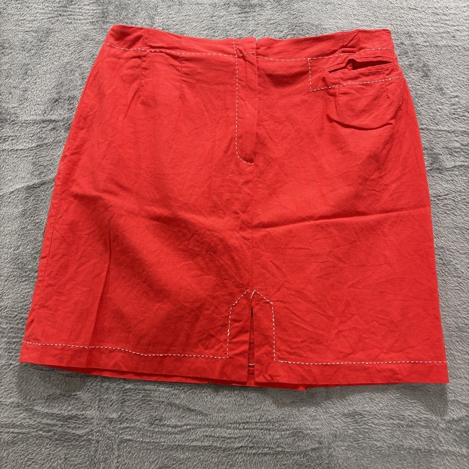 Harve Benard 14P Womens Red Linen Blend Mini Skirt Vintage Casual Boho