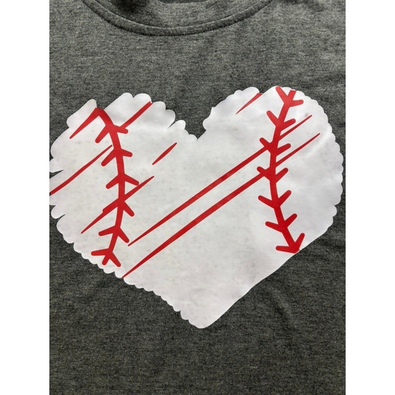 Womens L Gray Baseball Heart Graphic Muscle Tank Top Casual Athleisure Workout